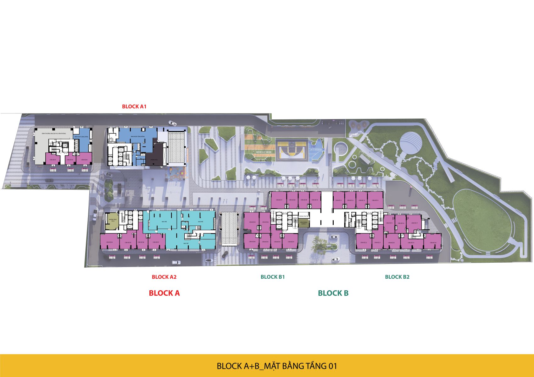 Mặt bằng dự án Bcons New Sky block AB tầng 01 Mặt bằng dự án Bcons New Sky block AB tầng 01