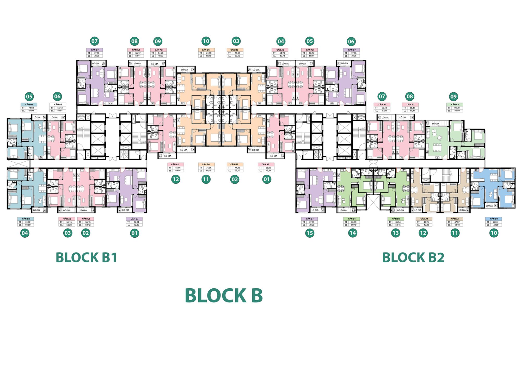Mặt bằng điển hình Block B Bcons New Sky Mặt bằng điển hình Block B Bcons New Sky